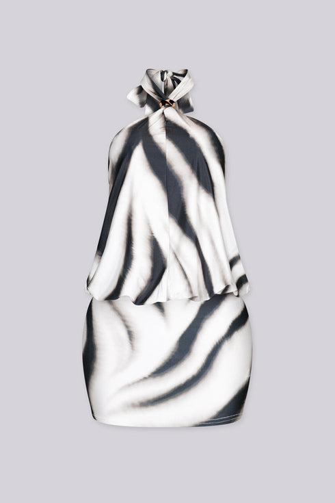 Melo Bubble Halter Mini Dress