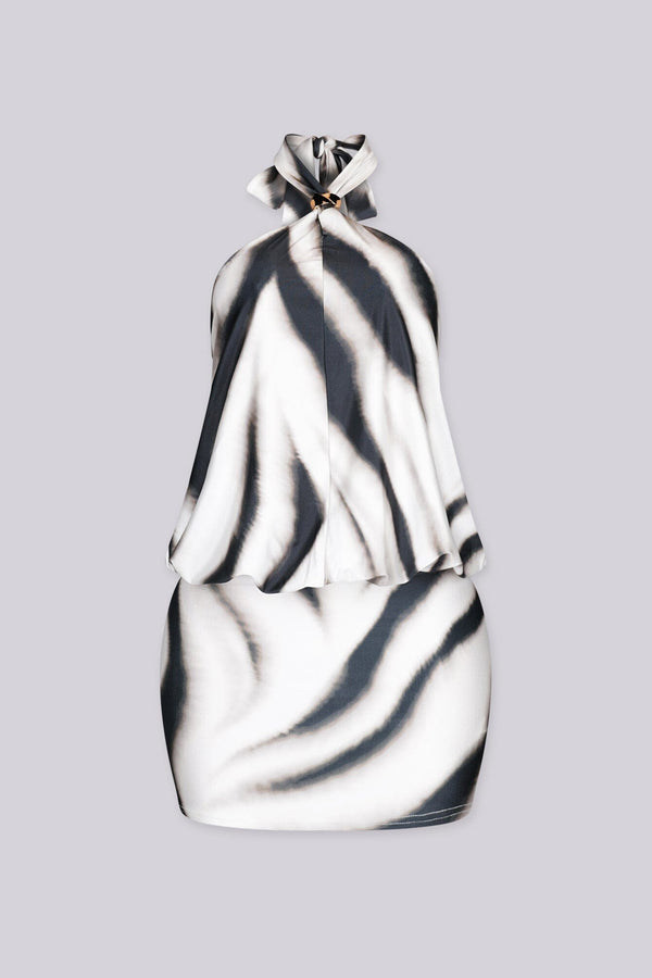 Melo Bubble Halter Mini Dress