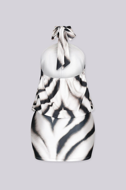 Melo Bubble Halter Mini Dress