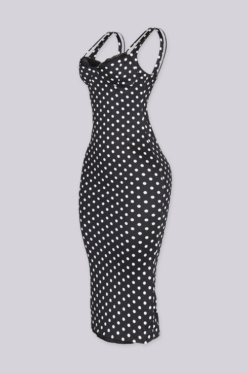 Amalfi Polka Dot Halter Midi Dress