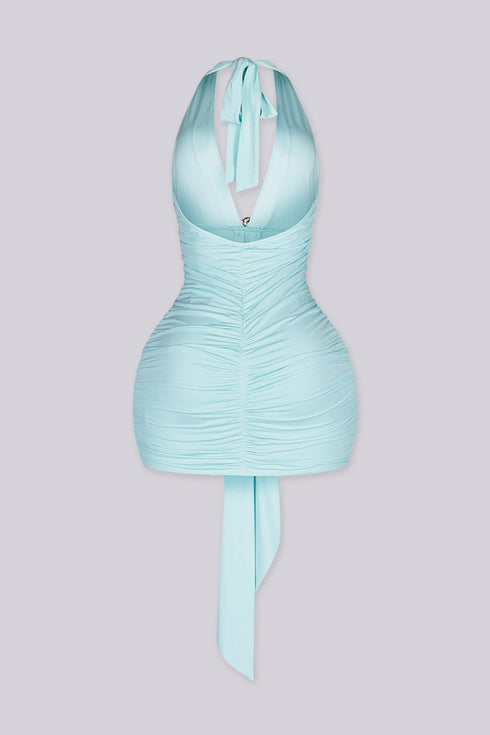 Virella Ruched Halter Mini Dress