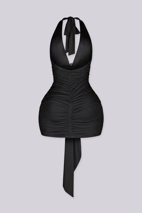 Virella Ruched Halter Mini Dress