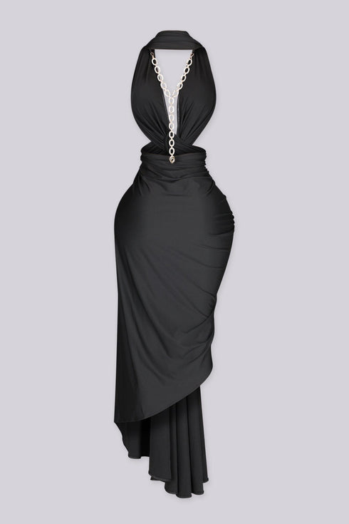 Xavira Chain Halter Midi Dress