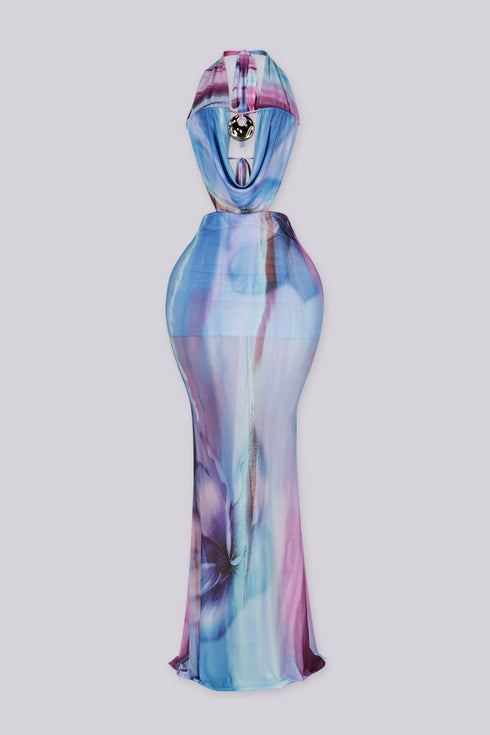 Nebula Stone Halter Maxi Dress