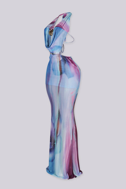 Nebula Stone Halter Maxi Dress