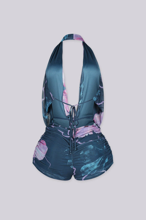 Hazard Draped Halter Romper