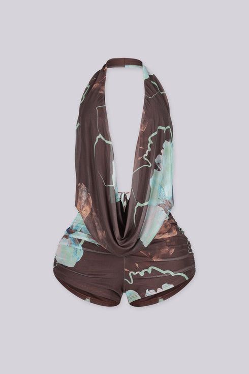Hazard Draped Halter Romper