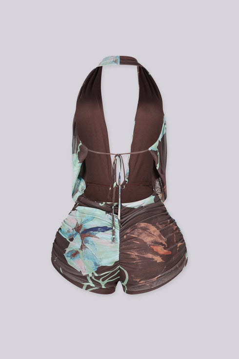 Hazard Draped Halter Romper