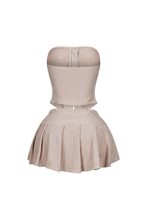 Crinkly Pleated Tube Top and Skirt SET