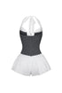 Front Tie Halter Gauze Maid Mini Dress