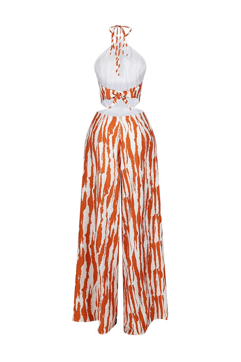 Whispering Breeze Chiffon Halter Jumpsuit