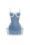 Jezebel Denim Mini Dress With Lace Trim