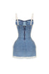 Jezebel Denim Mini Dress With Lace Trim