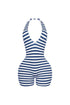 Come A Board Striped Halter Romper