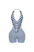 Come A Board Striped Halter Romper