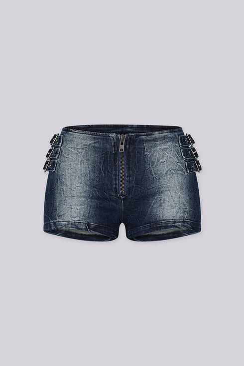 Denver Buckle Micro Denim Shorts