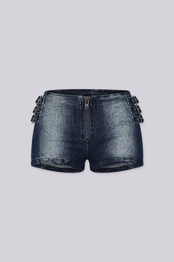 Denver Buckle Micro Denim Shorts