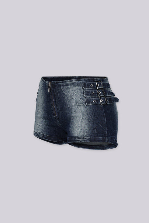 Denver Buckle Micro Denim Shorts