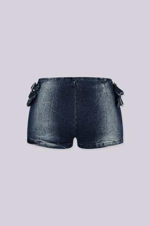 Denver Buckle Micro Denim Shorts