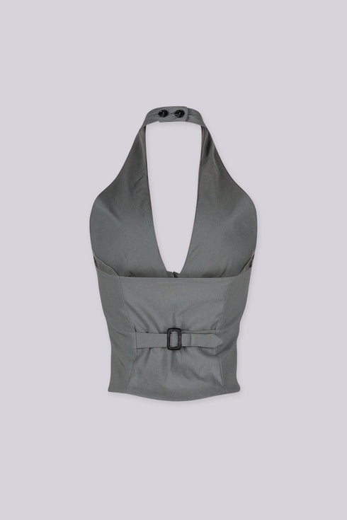 Mutia Button Halter Vest Top