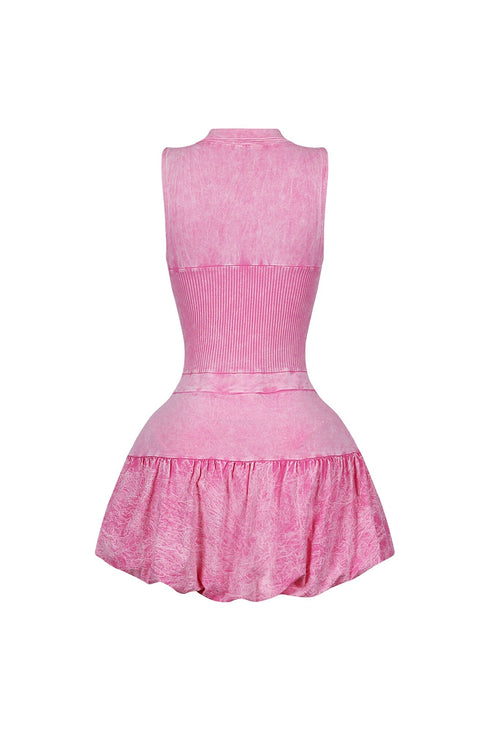 Cecilia Mineral Washed Corset Bubble Mini Dress