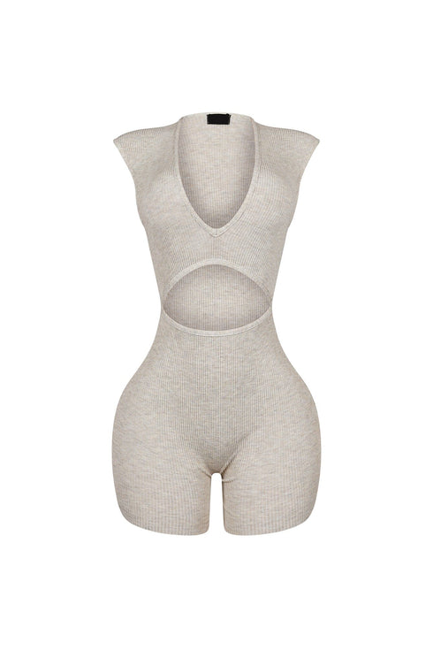 Clara Knit Deep V Neck Ribbed Romper