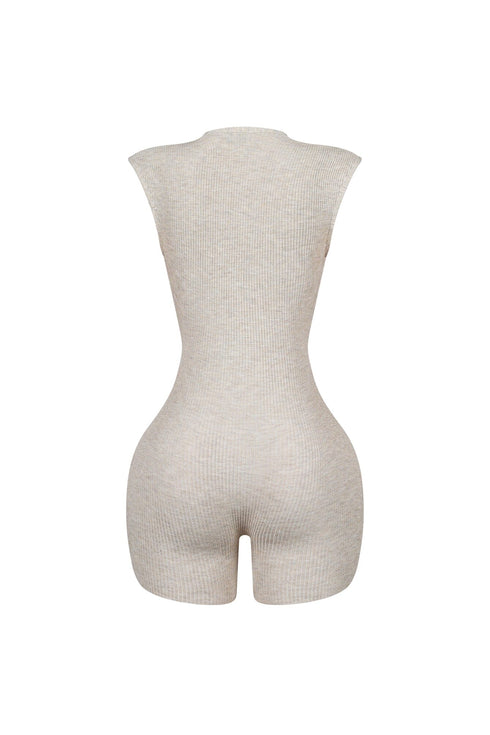 Clara Knit Deep V Neck Ribbed Romper