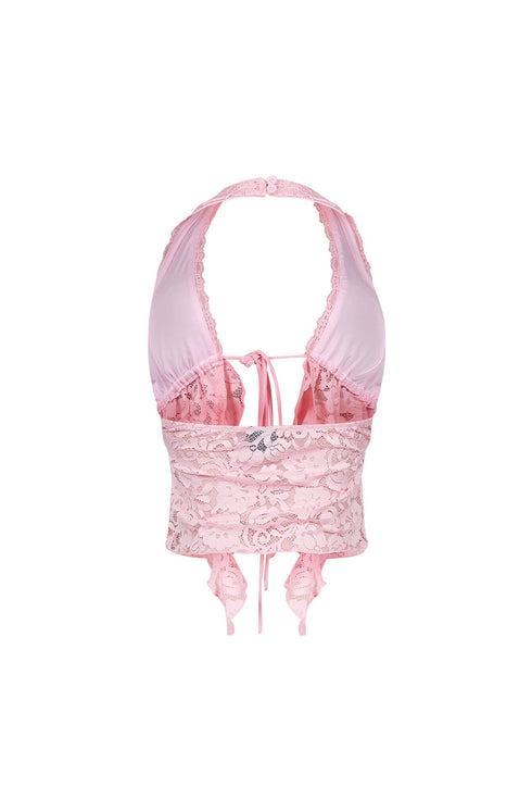 Flora Floral Lace Halter Crop Top