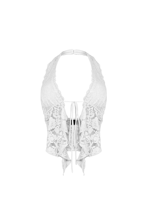 Flora Floral Lace Halter Crop Top