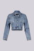 Mimmi Rhinestone Cropped Denim Jacket