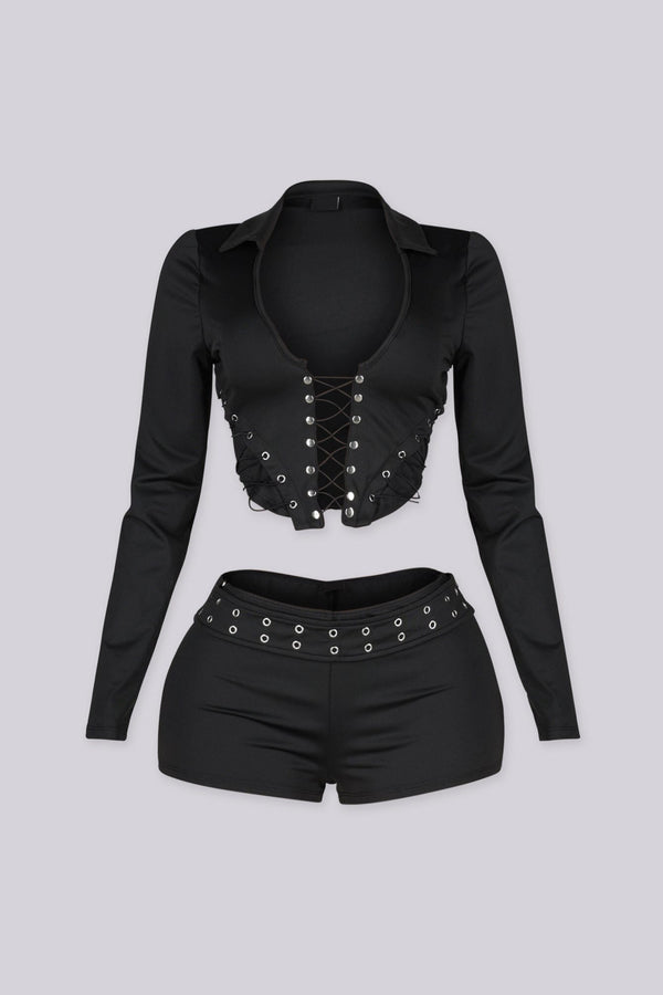 Hendra Lace Up Corset Top & Shorts SET