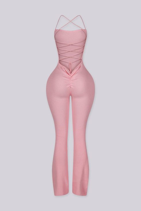 Cereza Ribbed Lace Up Jumpsuit