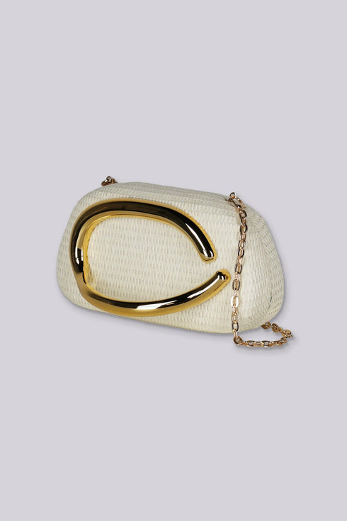 Mae Raffia Woven Clutch