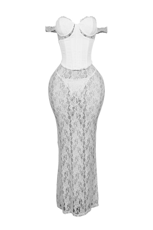 Maila Lace Corset Maxi Dress With Underwear