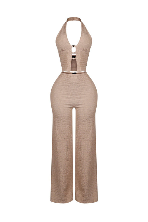 Sleek Motion Metal Halter Top & Pants SET