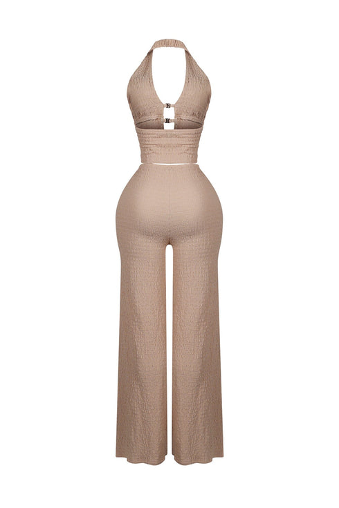 Sleek Motion Metal Halter Top & Pants SET