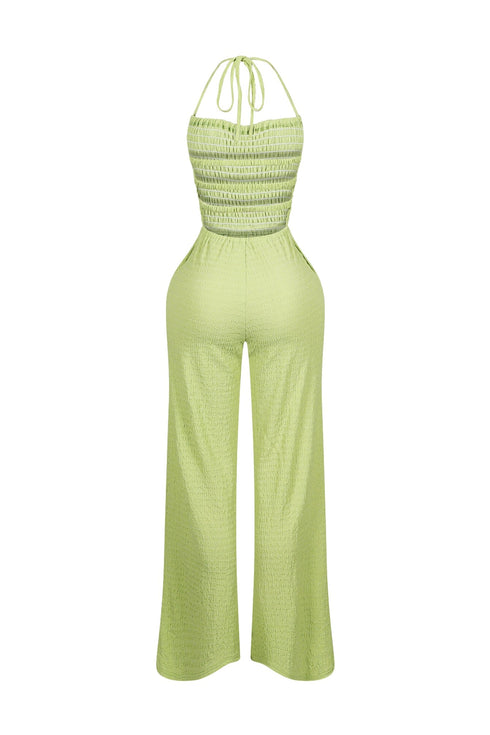 Natures Crinkle Halter Wide Leg Jumpsuit