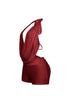 Wine Glow Mesh Cowl Neck Halter Romper