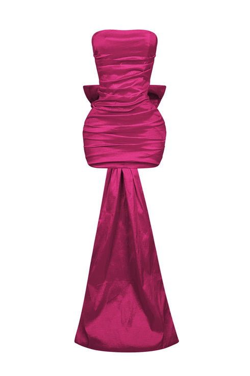 Cordelia Satin Tube Big Bow Mini Dress
