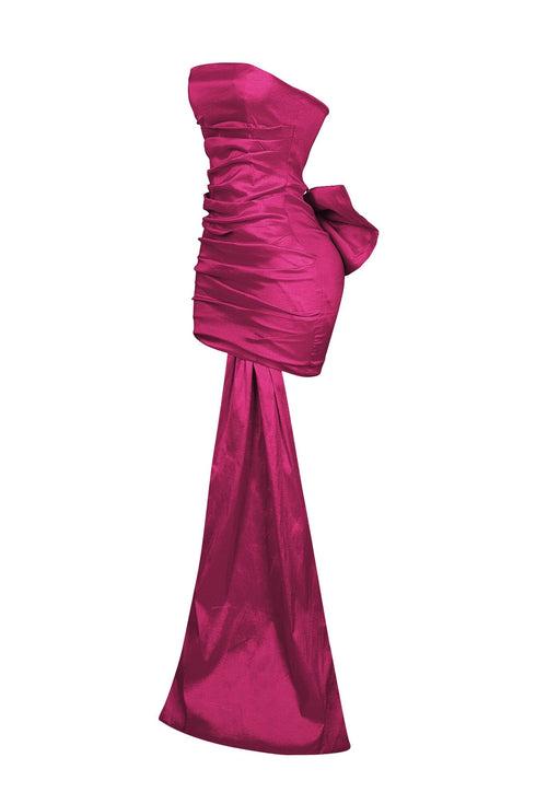 Cordelia Satin Tube Big Bow Mini Dress