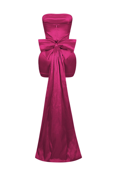 Cordelia Satin Tube Big Bow Mini Dress