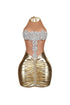 The Queen Rhinestone Mesh Halter Mini Dress