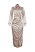 Silky Satin Long Sleeve Shirt Maxi Dress