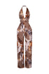 Organic Matter Print Halter Jumpsuit