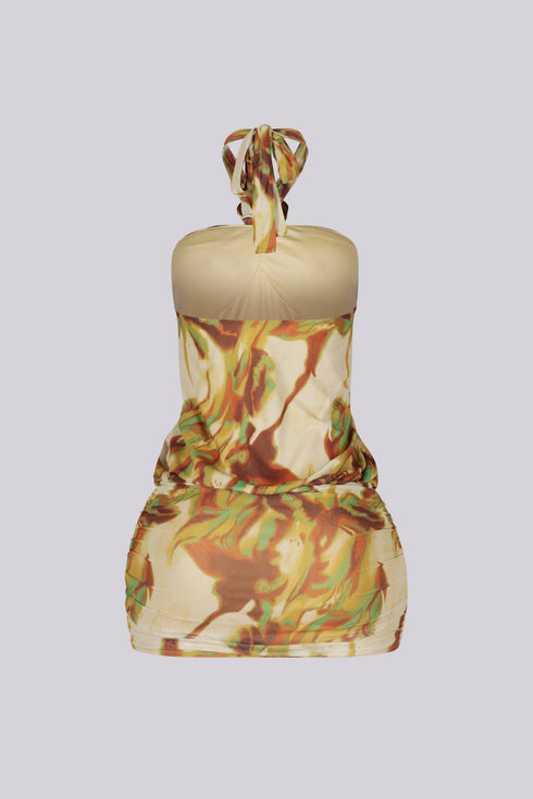 Liona Draped Halter Mini Dress