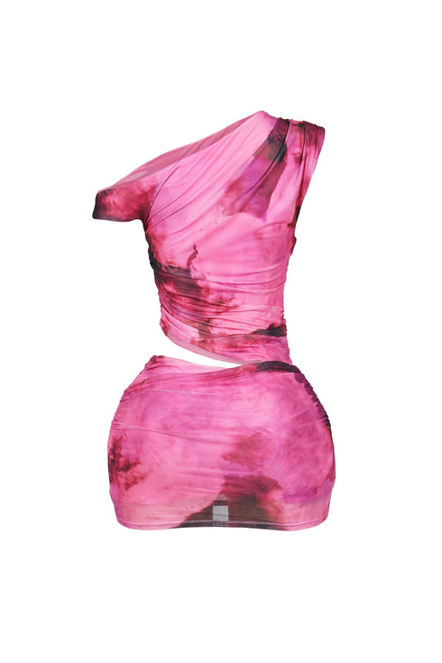 Cabo Mesh Print Cutout Mini Dress