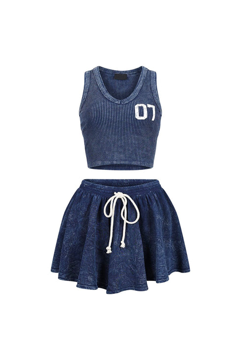 Summer Breeze Mineral Washed Top & Skirt SET