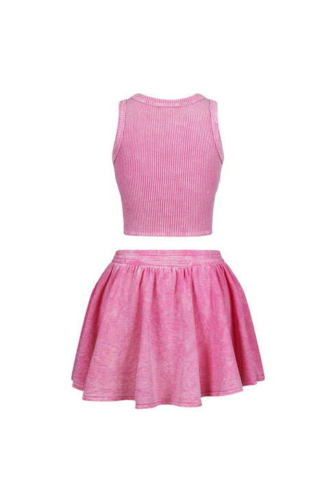 Summer Breeze Mineral Washed Top & Skirt SET