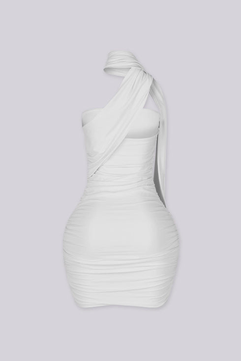 Velia Scarf Ruched Mini Dress
