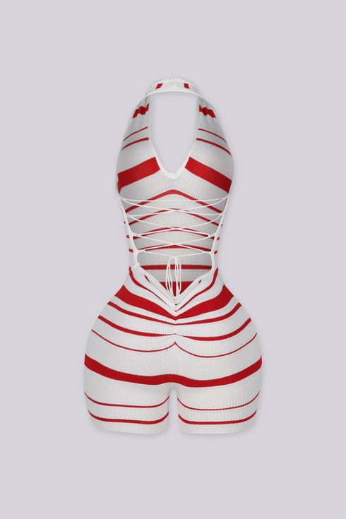 Vantleia Plunge Stripe Romper